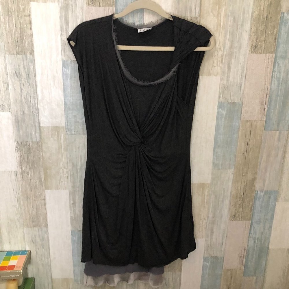Anthropologie Dolan Silk Blend Dress Women's size M Gray & Ivory Asymmetrical